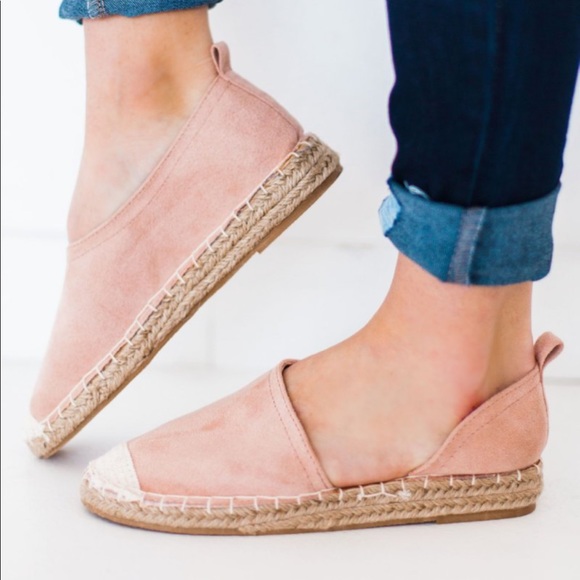 SHOEROOM21 boutique Shoes - **NEW**LADIES BLUSH CUTOUT ESPADRILLE FLATES